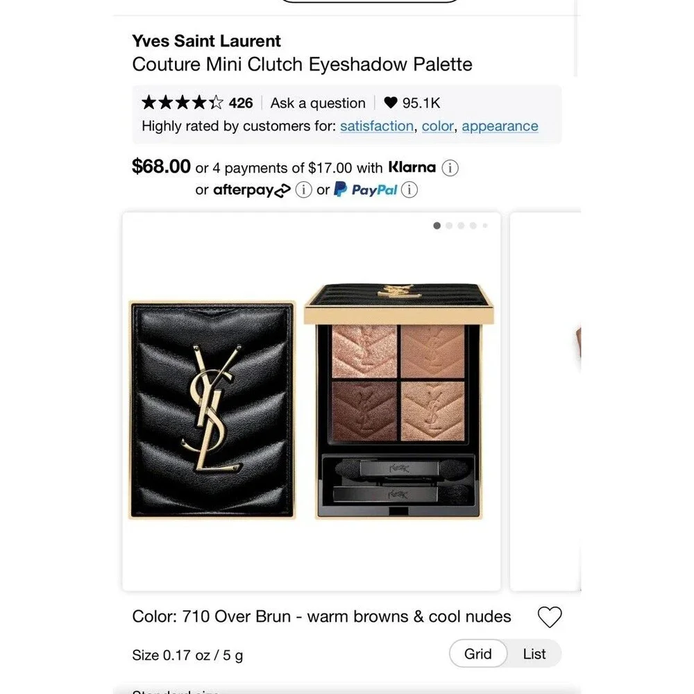 Yves Saint Laurent YSL Couture Mini Clutch Eyeshadow Palette NIB - 710 Over Brun